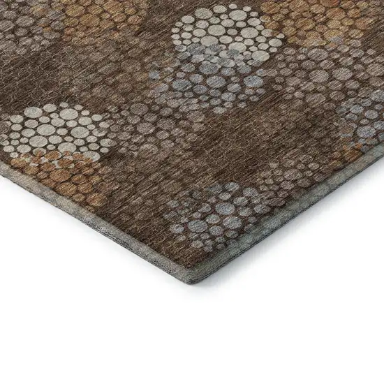 Chocolate Gray And Copper Polka Dot Washable Area Rug With UV Protection Photo 9