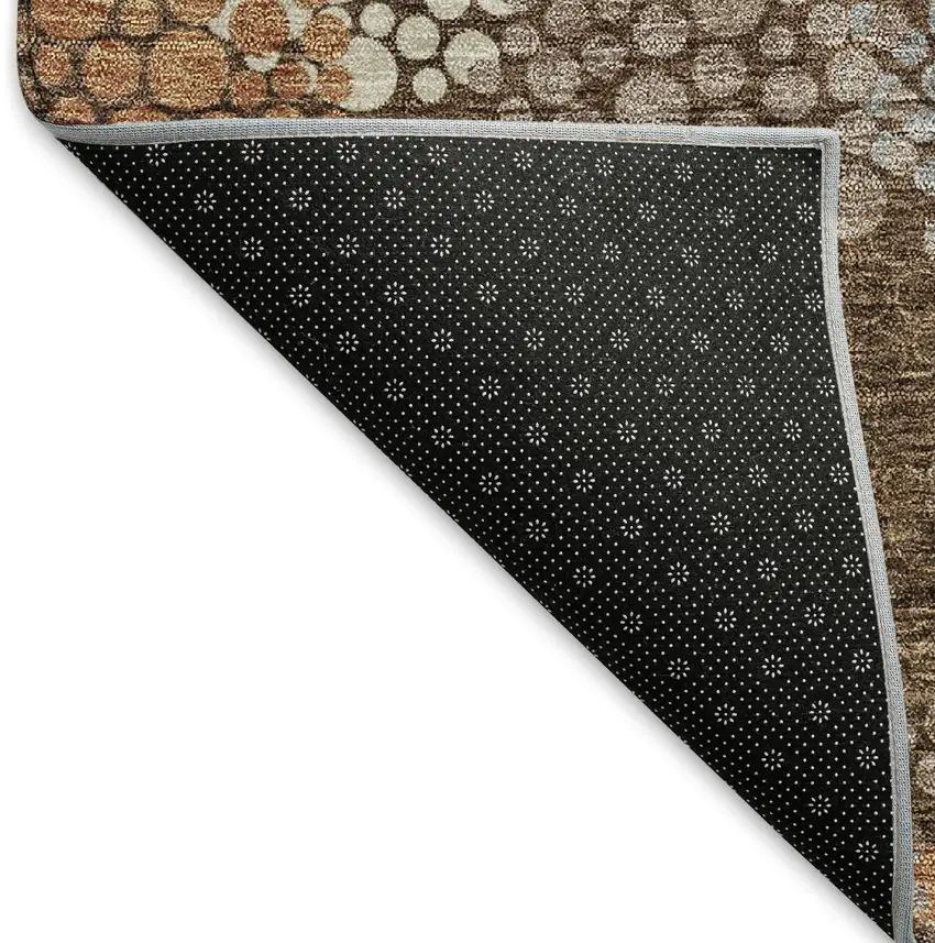 Chocolate Gray And Copper Polka Dot Washable Area Rug With UV Protection Photo 7