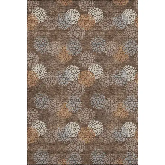 Chocolate Gray And Copper Polka Dot Washable Area Rug With UV Protection Photo 6