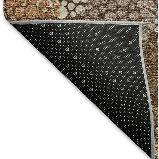 Chocolate Gray And Copper Polka Dot Washable Area Rug With UV Protection Photo 7