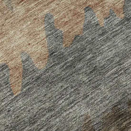 Chocolate Gray And Green Striped Washable Area Rug With UV Protection Photo 9