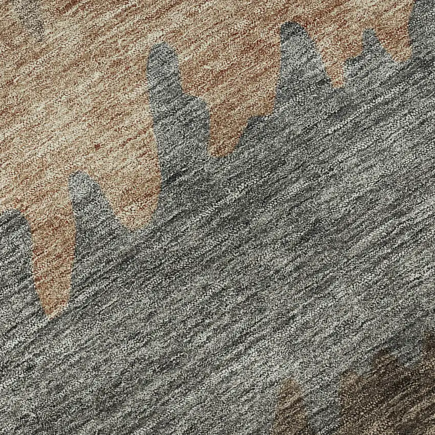 Chocolate Gray And Green Striped Washable Area Rug With UV Protection Photo 9