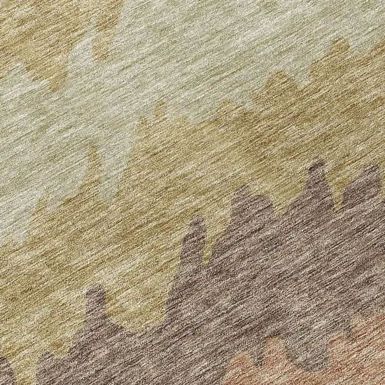 Chocolate Gray And Green Striped Washable Indoor Outdoor Area Rug Photo 7