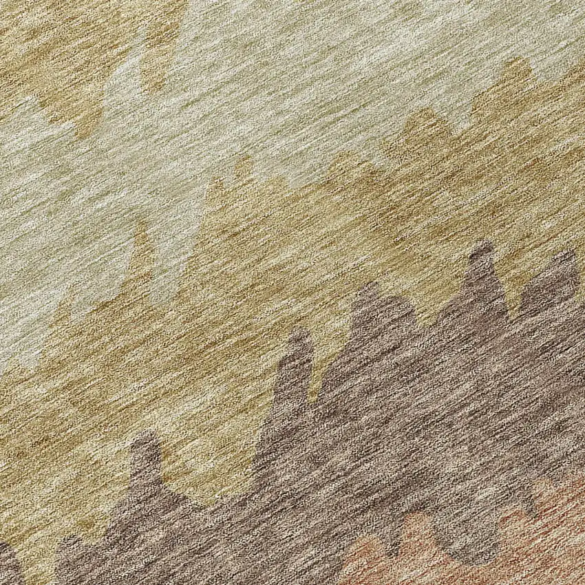 Chocolate Gray And Green Striped Washable Indoor Outdoor Area Rug Photo 7