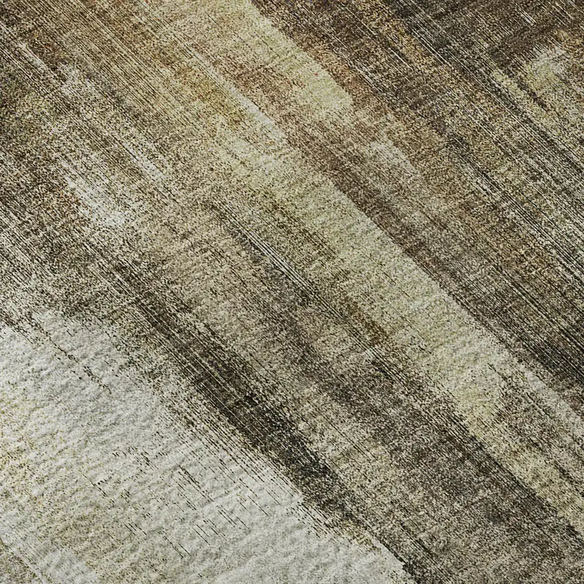 Chocolate Gray And Ivory Abstract Washable Area Rug With UV Protection Photo 9