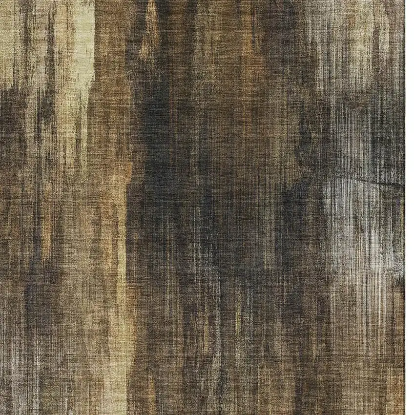 Chocolate Gray And Ivory Abstract Washable Area Rug With UV Protection Photo 4