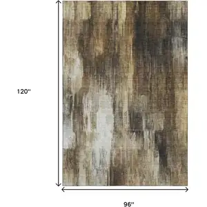 Photo of Chocolate Gray And Ivory Abstract Washable Area Rug With UV Protection