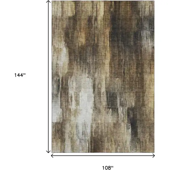 Chocolate Gray And Ivory Abstract Washable Area Rug With UV Protection Photo 7