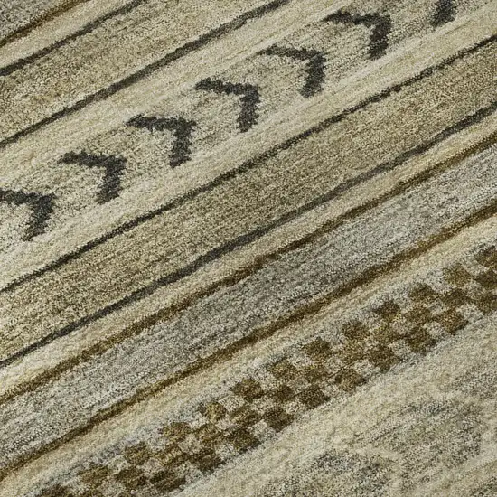 Chocolate Gray And Ivory Striped Washable Area Rug With UV Protection Photo 9