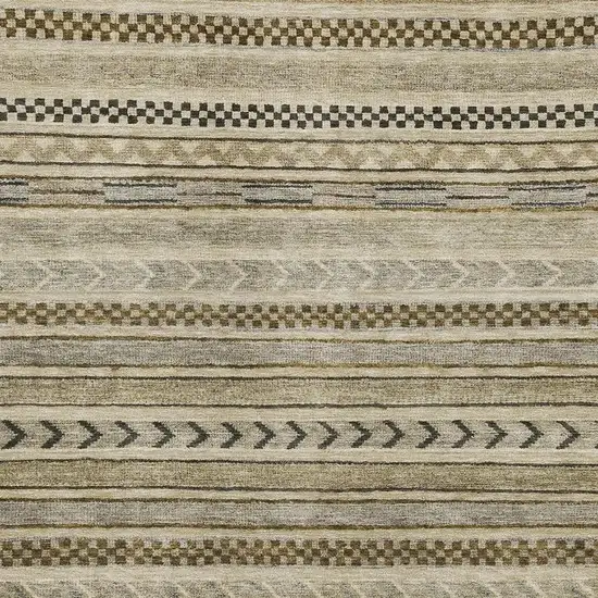 Chocolate Gray And Ivory Striped Washable Area Rug With UV Protection Photo 2