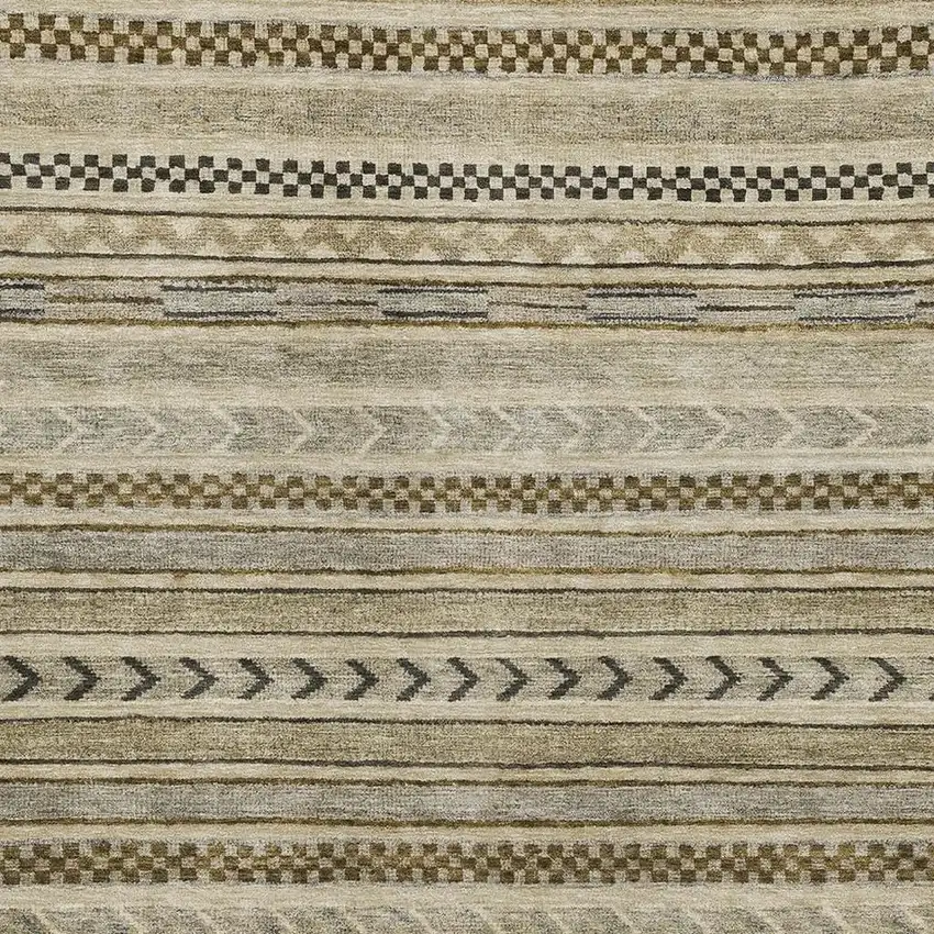 Chocolate Gray And Ivory Striped Washable Area Rug With UV Protection Photo 2
