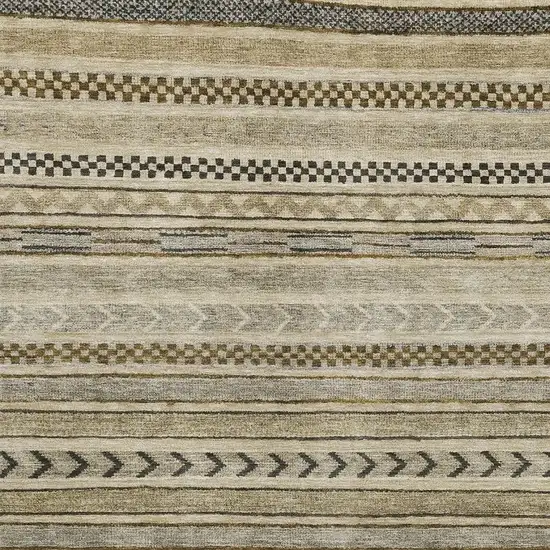 Chocolate Gray And Ivory Striped Washable Area Rug With UV Protection Photo 3
