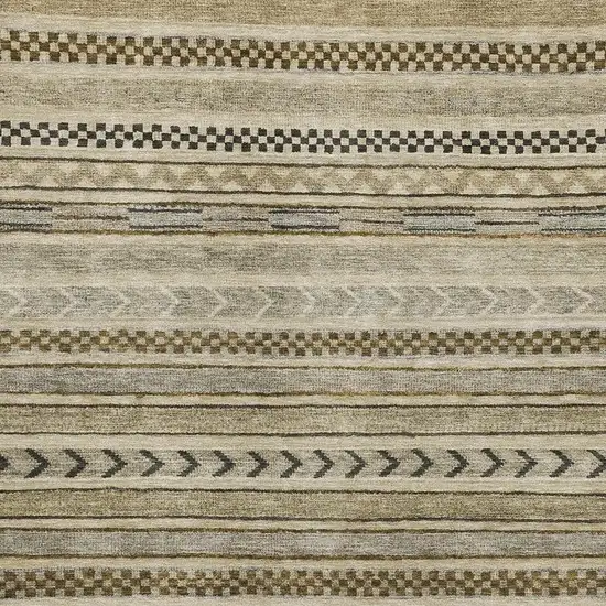 Chocolate Gray And Ivory Striped Washable Area Rug With UV Protection Photo 2