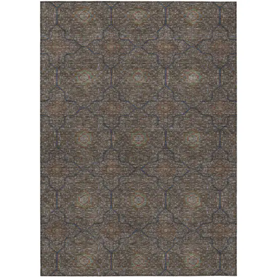 Chocolate Gray And Terra Cotta Oriental Washable Indoor Outdoor Area Rug Photo 1
