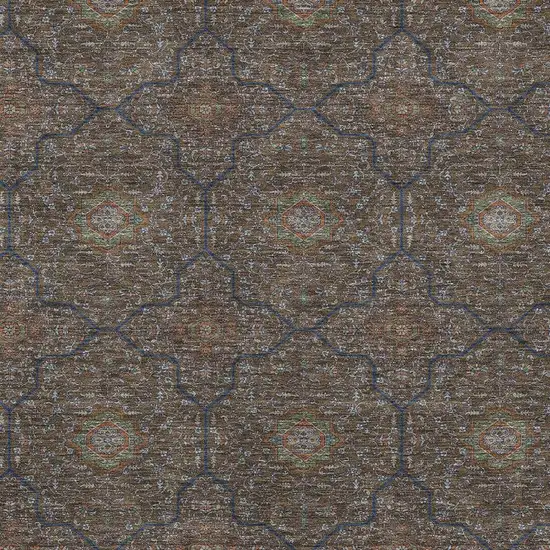 Chocolate Gray And Terra Cotta Oriental Washable Indoor Outdoor Area Rug Photo 2