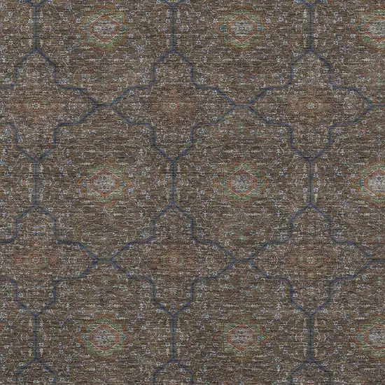 Chocolate Gray And Terra Cotta Oriental Washable Indoor Outdoor Area Rug Photo 2