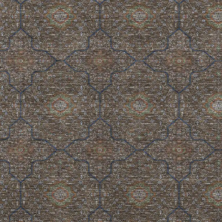 Chocolate Gray And Terra Cotta Oriental Washable Indoor Outdoor Area Rug Photo 2