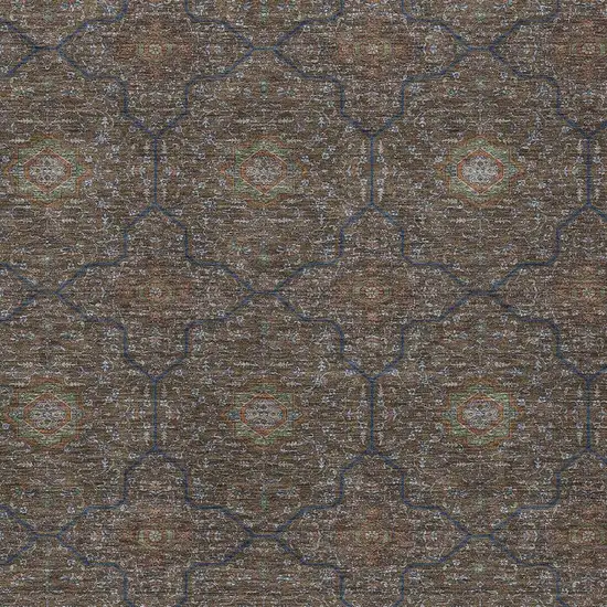 Chocolate Gray And Terra Cotta Oriental Washable Indoor Outdoor Area Rug Photo 2