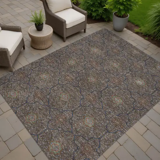 Chocolate Gray And Terra Cotta Oriental Washable Indoor Outdoor Area Rug Photo 7