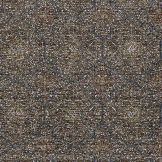 Chocolate Gray And Terra Cotta Oriental Washable Indoor Outdoor Area Rug Photo 2