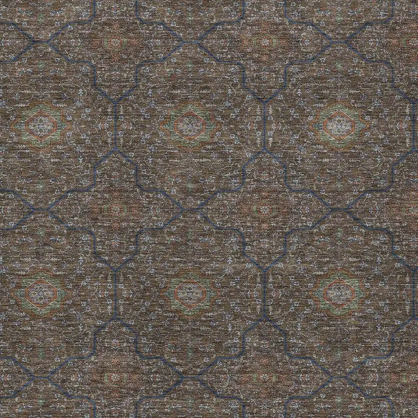 Chocolate Gray And Terra Cotta Oriental Washable Indoor Outdoor Area Rug Photo 2