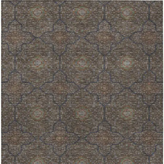 Chocolate Gray And Terra Cotta Oriental Washable Indoor Outdoor Area Rug Photo 3