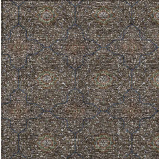 Chocolate Gray And Terra Cotta Oriental Washable Indoor Outdoor Area Rug Photo 2