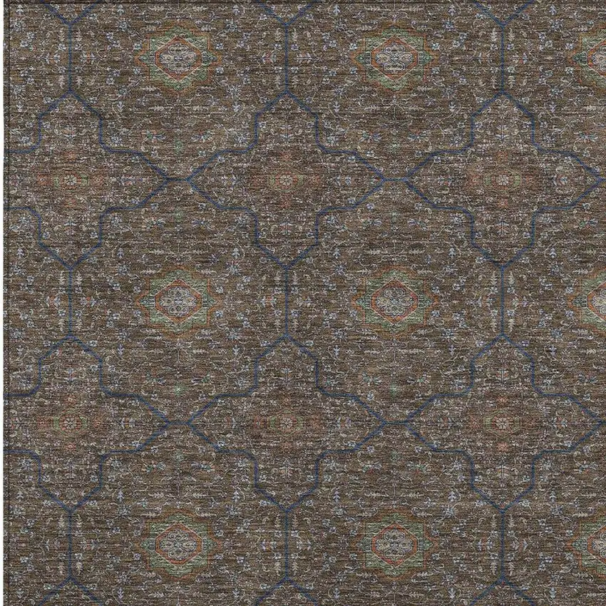 Chocolate Gray And Terra Cotta Oriental Washable Indoor Outdoor Area Rug Photo 2