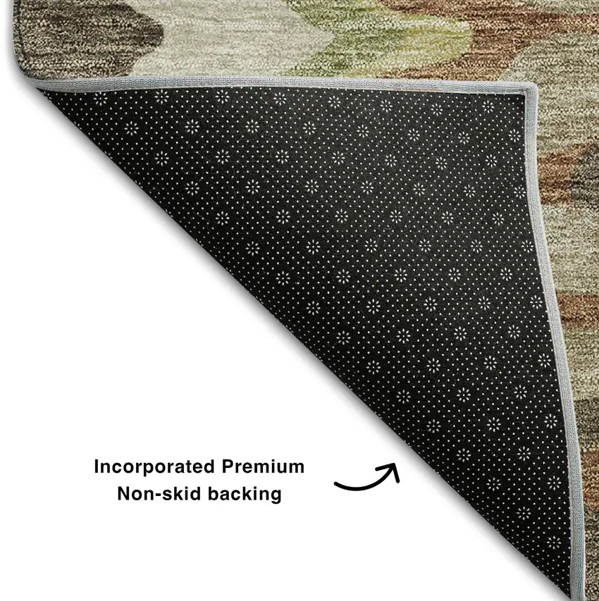 Chocolate Green And Beige Abstract Washable Area Rug With UV Protection Photo 7