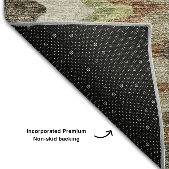 Chocolate Green And Beige Abstract Washable Area Rug With UV Protection Photo 7