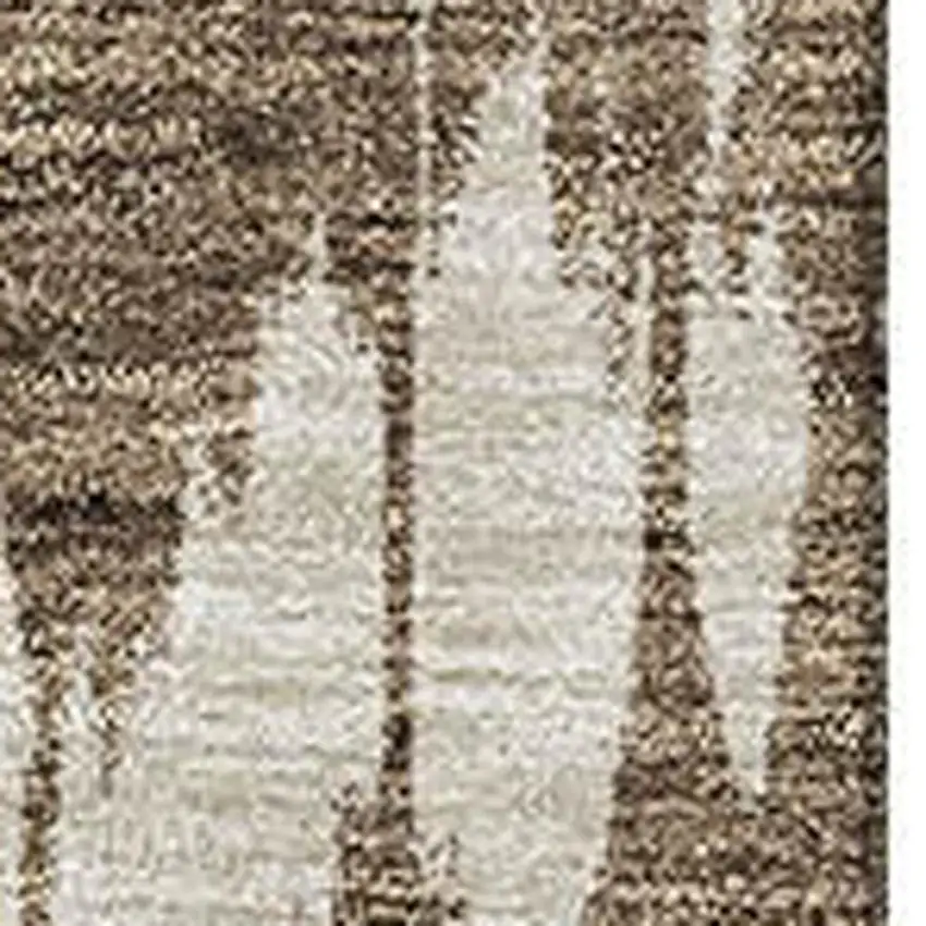 Chocolate Green And Beige Striped Washable Area Rug With UV Protection Photo 3