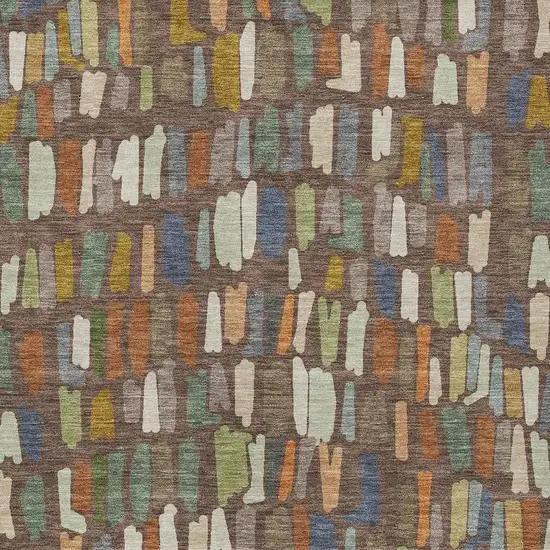 Chocolate Green And Blue Striped Washable Indoor Outdoor Area Rug Photo 2