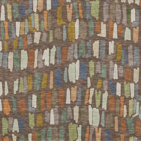 Chocolate Green And Blue Striped Washable Indoor Outdoor Area Rug Photo 2