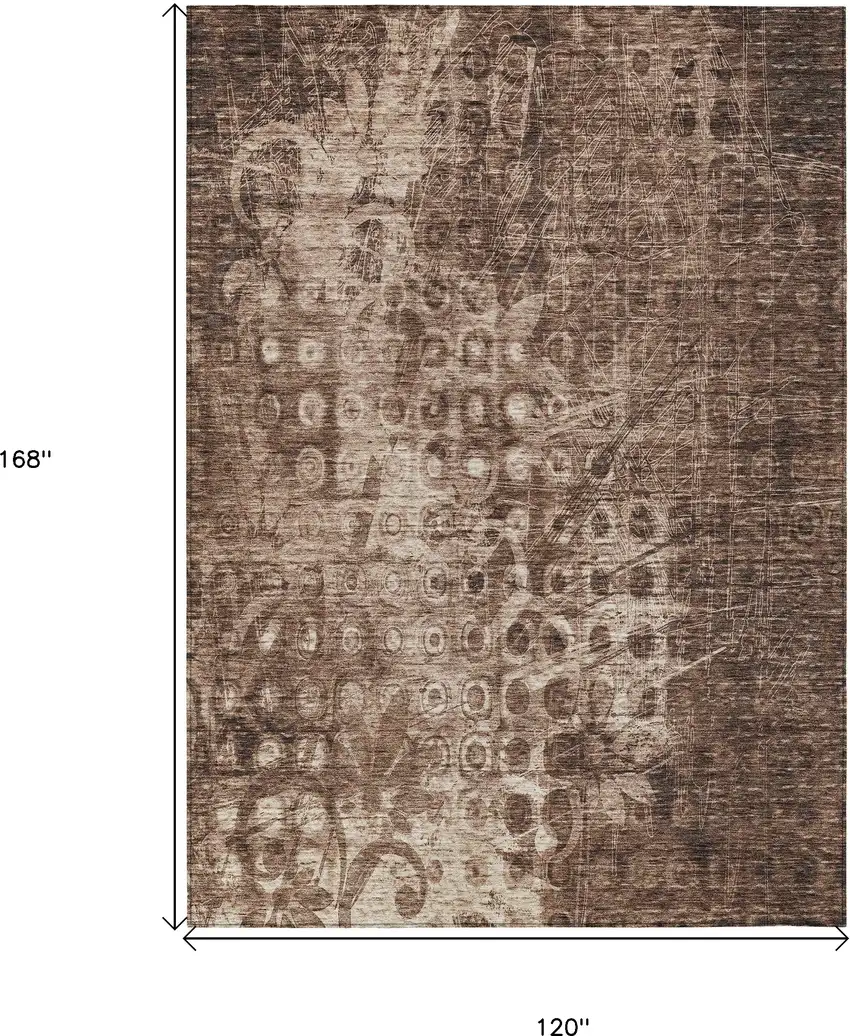 Chocolate Ikat Washable Non Skid Indoor Outdoor Area Rug Photo 3