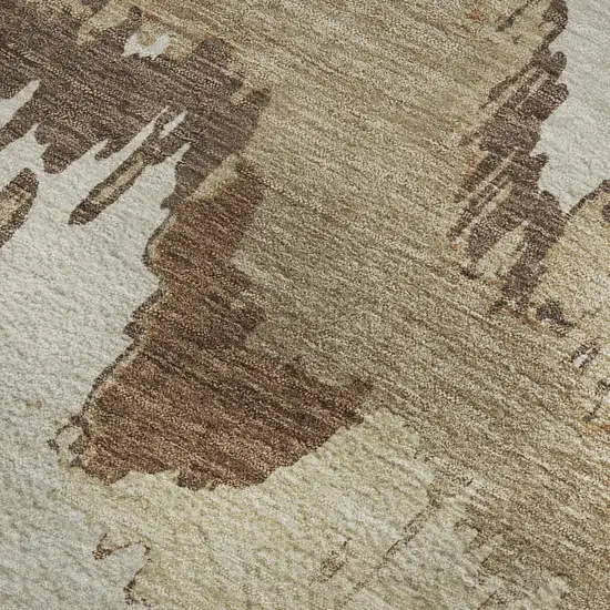 Chocolate Ivory And Beige Abstract Washable Area Rug With UV Protection Photo 6