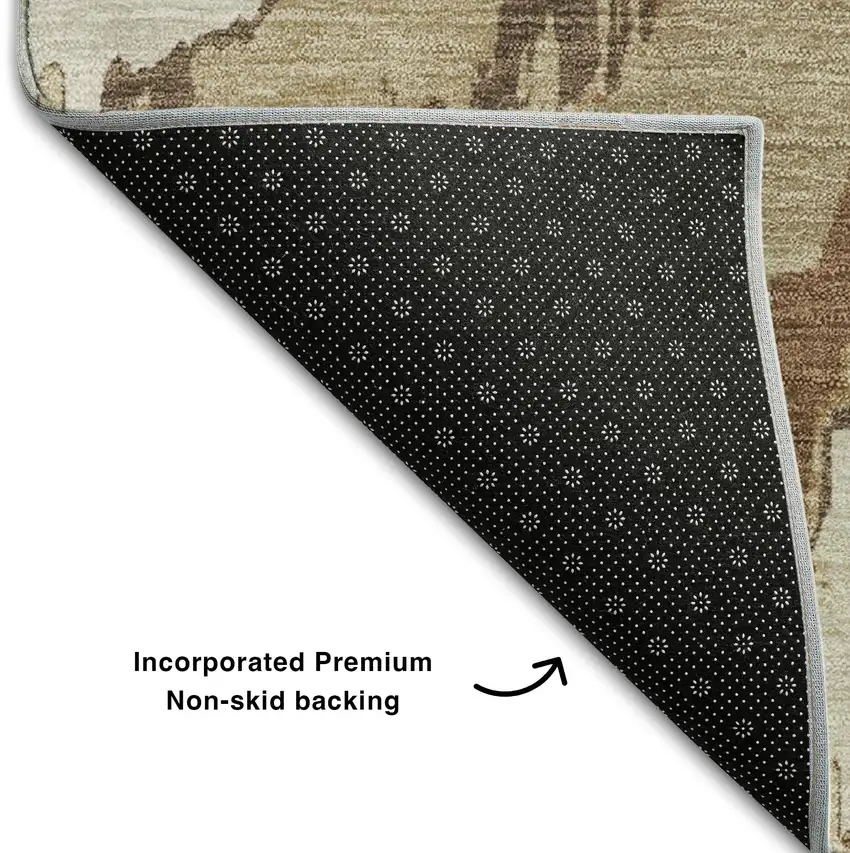 Chocolate Ivory And Beige Abstract Washable Area Rug With UV Protection Photo 9