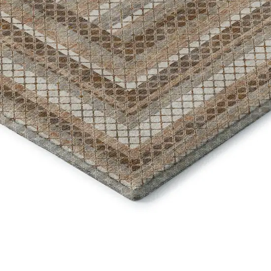 Chocolate Ivory And Beige Geometric Washable Area Rug With UV Protection Photo 8