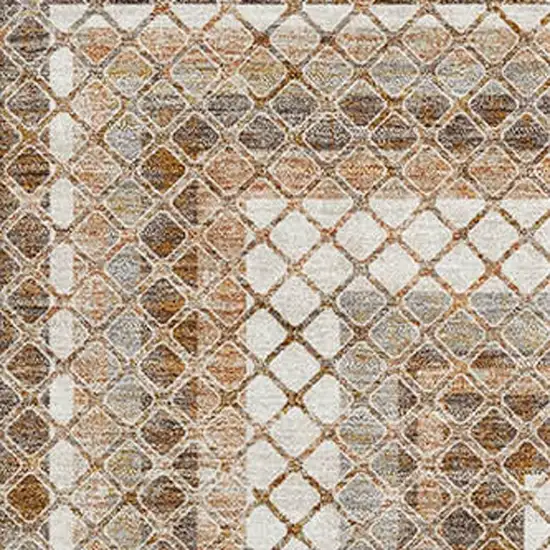 Chocolate Ivory And Beige Geometric Washable Area Rug With UV Protection Photo 3