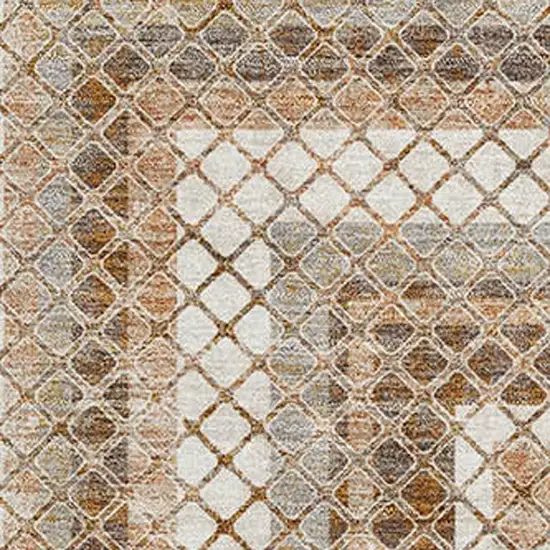 Chocolate Ivory And Beige Geometric Washable Area Rug With UV Protection Photo 3