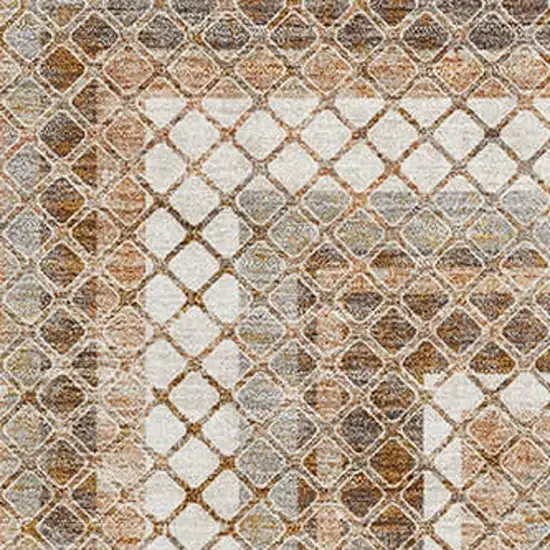 Chocolate Ivory And Beige Geometric Washable Area Rug With UV Protection Photo 3