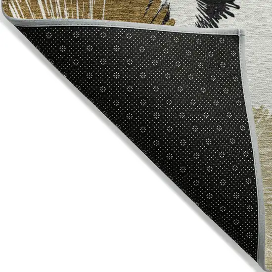 Chocolate Ivory And Charcoal Floral Washable Indoor Outdoor Area Rug Photo 7