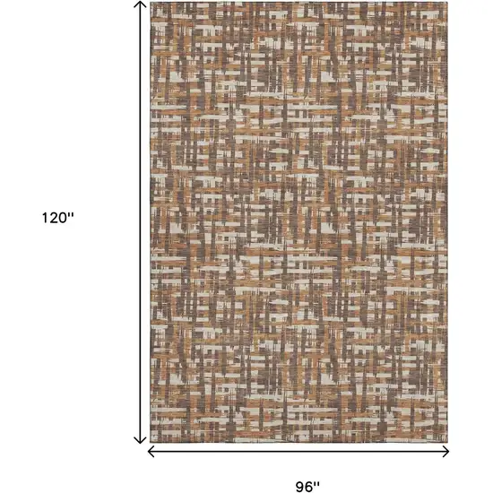 Chocolate Ivory And Copper Abstract Geometric Washable Area Rug With UV Protection Photo 8