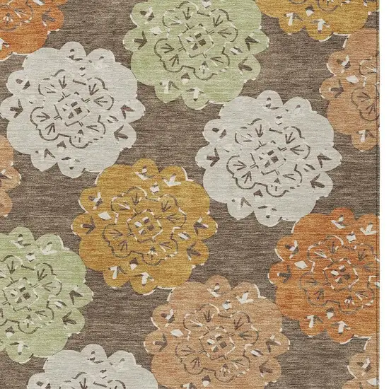 Chocolate Ivory And Copper Quatrefoil Washable Indoor Outdoor Area Rug Photo 7