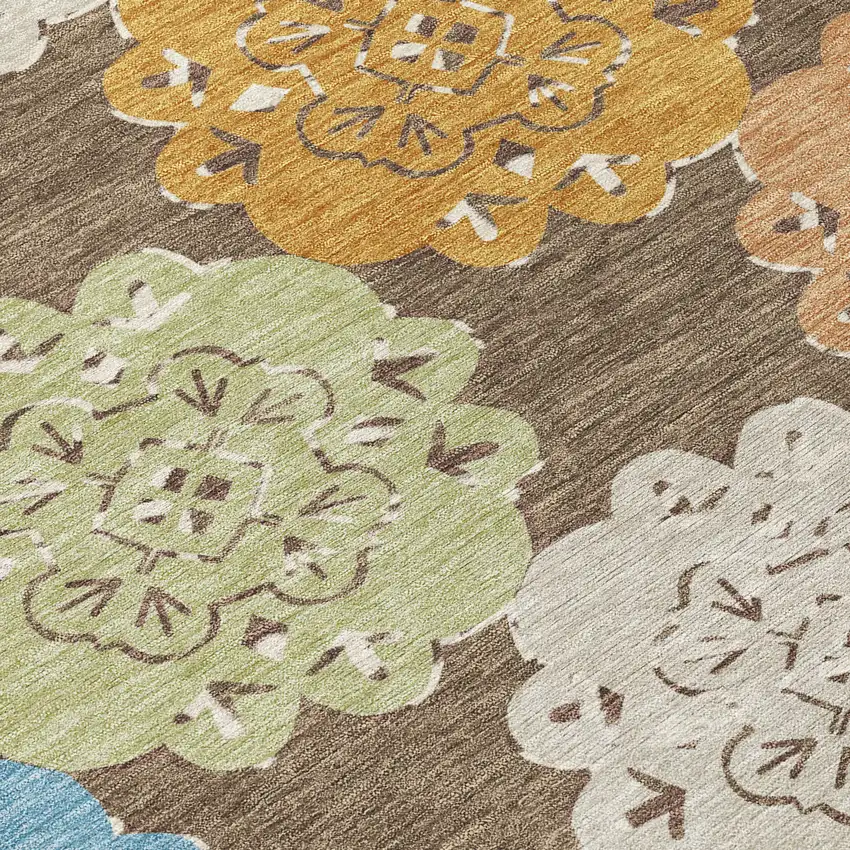 Chocolate Ivory And Copper Quatrefoil Washable Indoor Outdoor Area Rug Photo 8