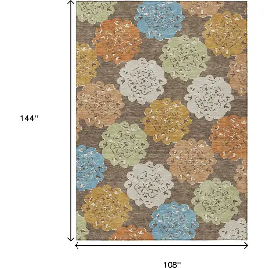 Chocolate Ivory And Copper Quatrefoil Washable Indoor Outdoor Area Rug Photo 2