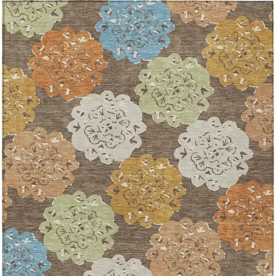 Chocolate Ivory And Copper Quatrefoil Washable Indoor Outdoor Area Rug Photo 4