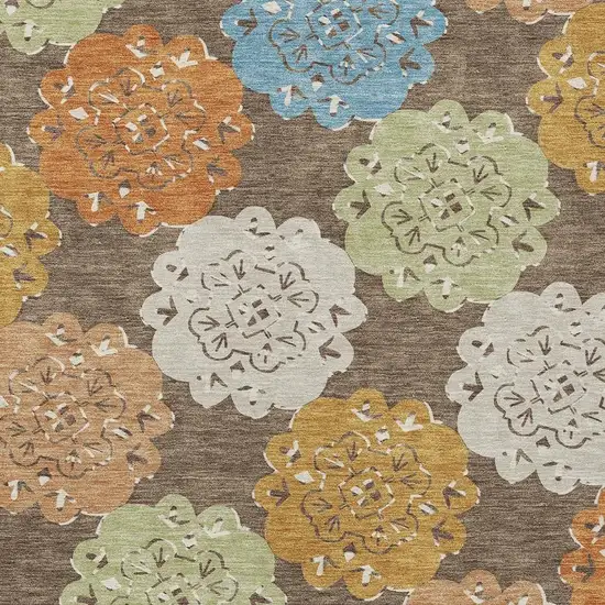 Chocolate Ivory And Copper Quatrefoil Washable Indoor Outdoor Area Rug Photo 7