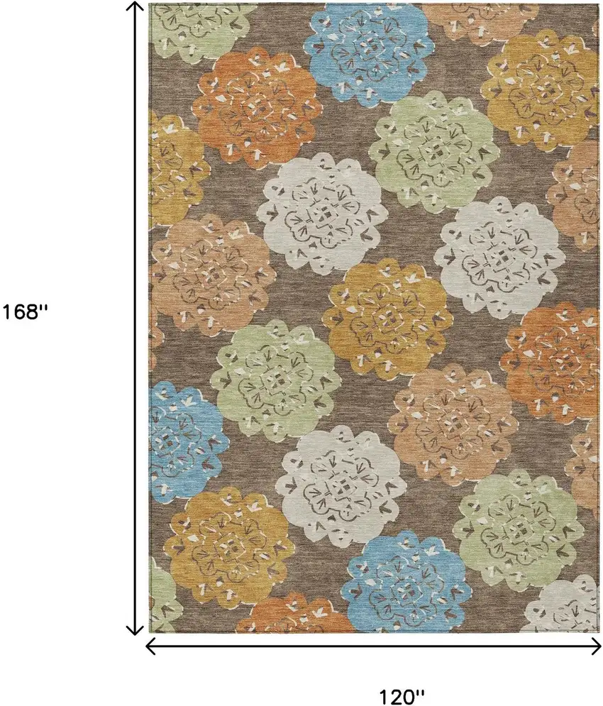 Chocolate Ivory And Copper Quatrefoil Washable Indoor Outdoor Area Rug Photo 3