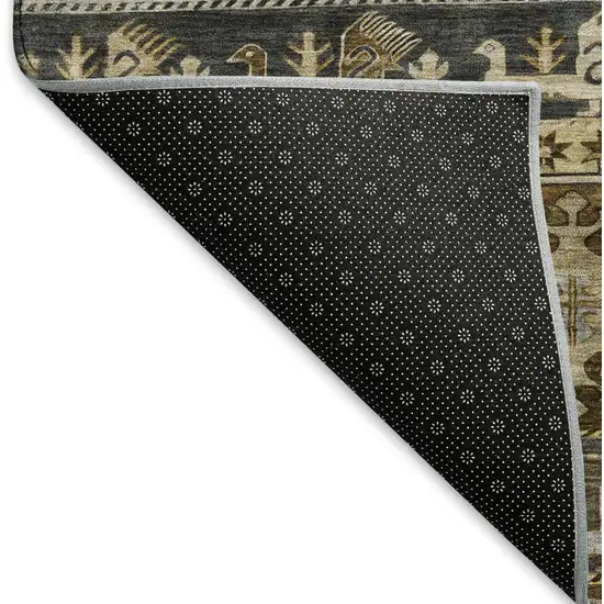 Chocolate Ivory And Gray Medallion Washable Area Rug With UV Protection Photo 6