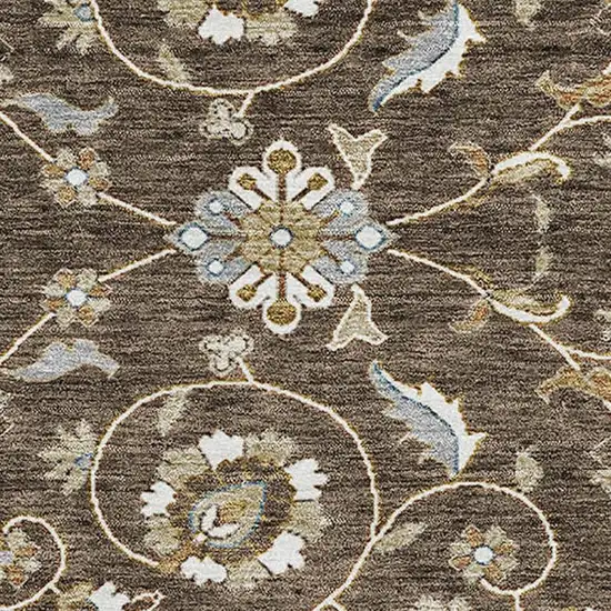 Chocolate Ivory And Gray Moroccan Washable Area Rug With UV Protection Photo 2